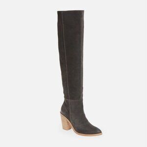Treasure & Bond Heidi Over The Knee Boot Gray Suede Leather Women 9 Block Heel